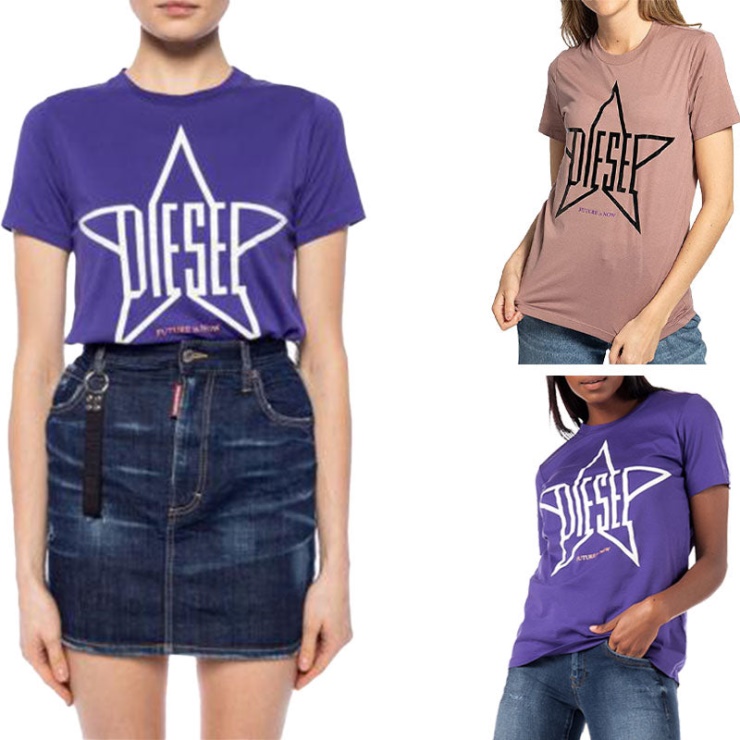 Diesel T Sily Za Femmes T-shirt Col Rond à Manches Courtes Haut Décontracté été Tee Nouveau