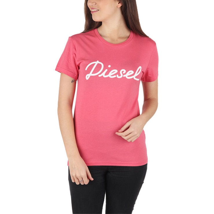 T Sully Ah B T-shirt Femme Col Rond Manches Courtes Décontracté été Rose T-shirt Diesel