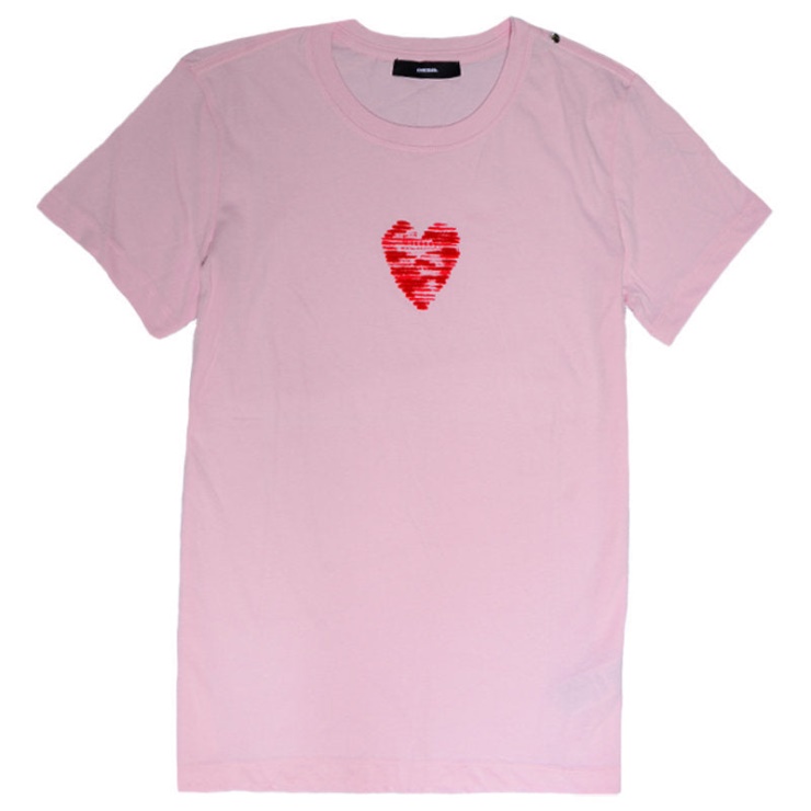T Sily C T-shirt Femme Col Rond Manches Courtes Haut Décontracté été Rose Tee Diesel