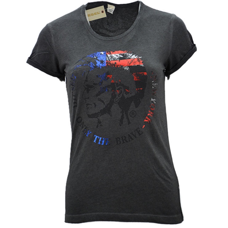 T Newyork T-shirt Femme Col Rond Manches Courtes Coupe Classique Hauts Décontractés Diesel
