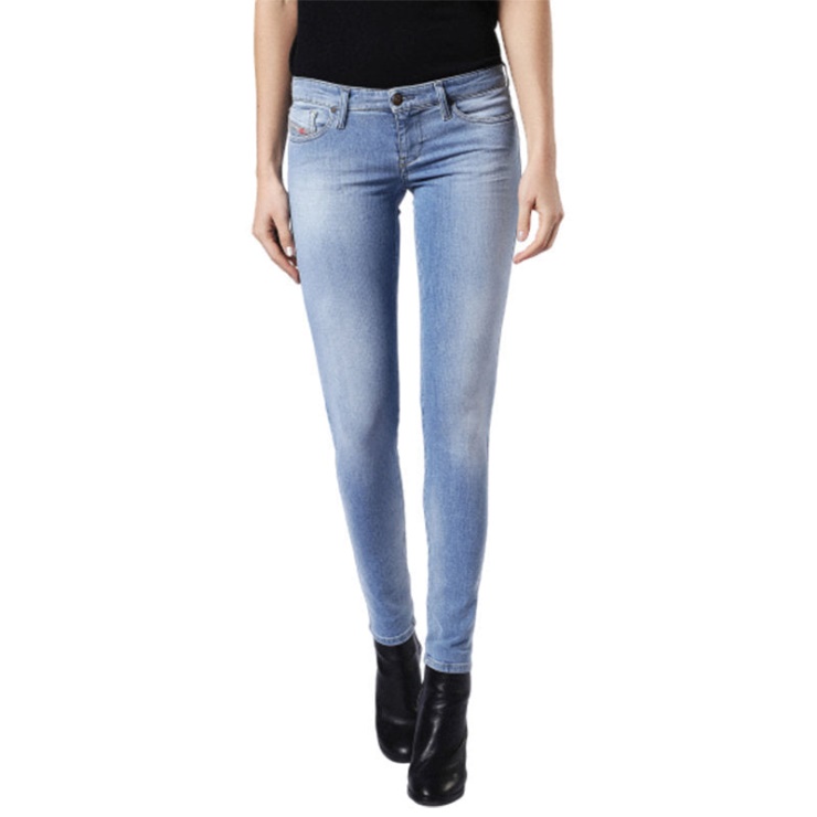 Diesel Skinzee Low 084cr Jeans Pour Femme Coupe Super Skinny Bleu Délavé Braguette Zippée