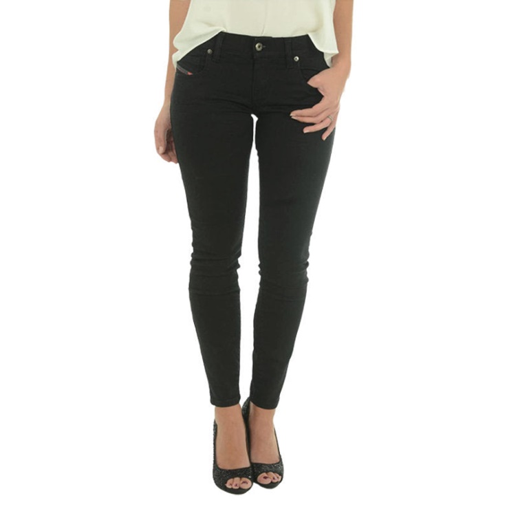Diesel Grupee-ankle 0r84a Jeans En Denim Femme Super Slim Skinny Braguette Zippée Noire