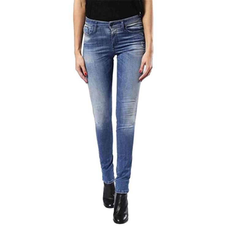 Skinzee 0679w Jean Femme Coupe Super Skinny Bleu Délavé Zip Braguette Diesel