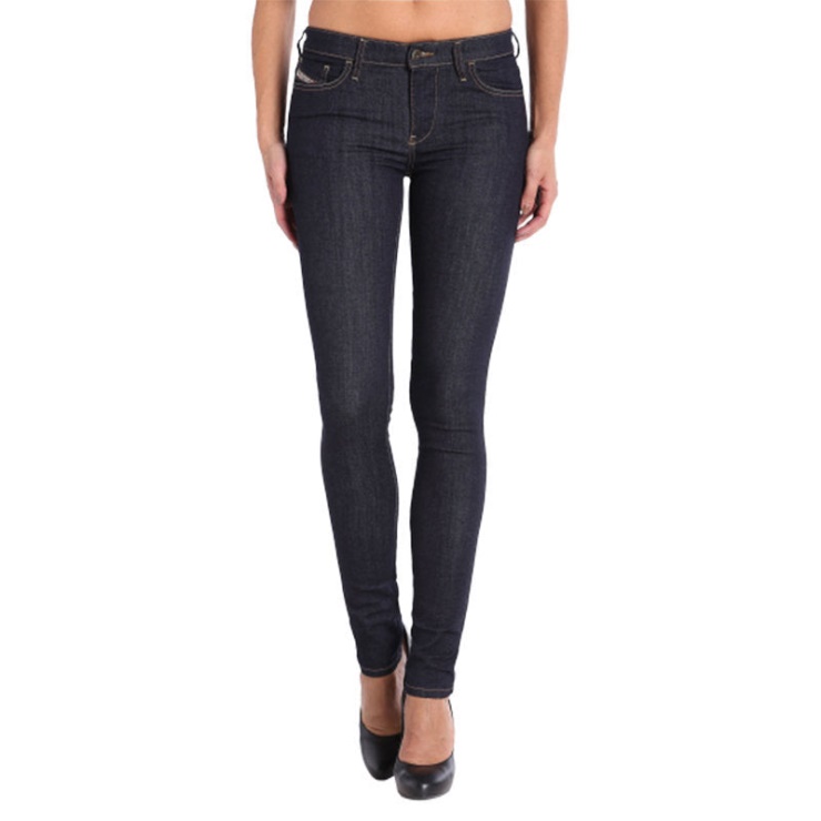Skinzee 0813c Jean Femme Super Slim Skinny Zip Braguette Bleu Foncé Diesel