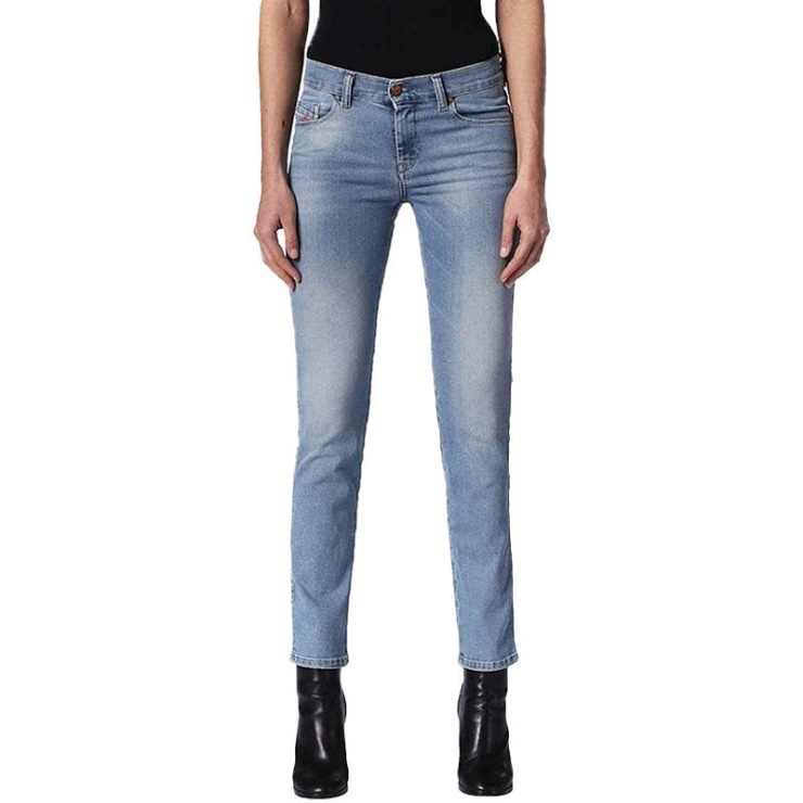 Jeans Pour Femme Sandy 084rh Délavé Regular Slim Fit Casual Bleu Pantalon Diesel