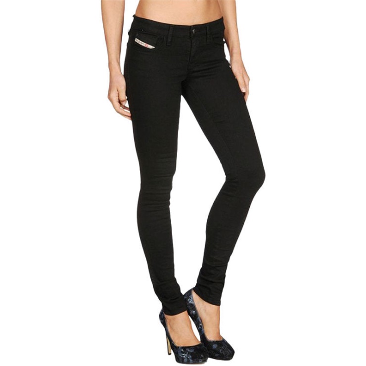 Diesel Skinzee Low 0813e Jeans En Denim Pour Femmes Pantalons Stretch Pantalons Noirs Décontractés