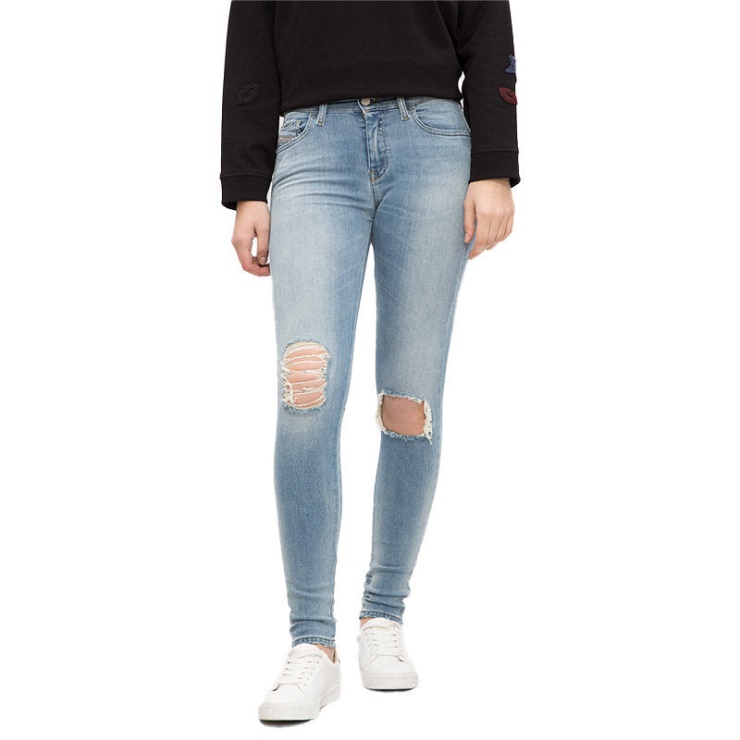 Diesel Slandy 084mt Jeans Pour Femme En Détresse Pantalon Décontracté Bleu Pantalon