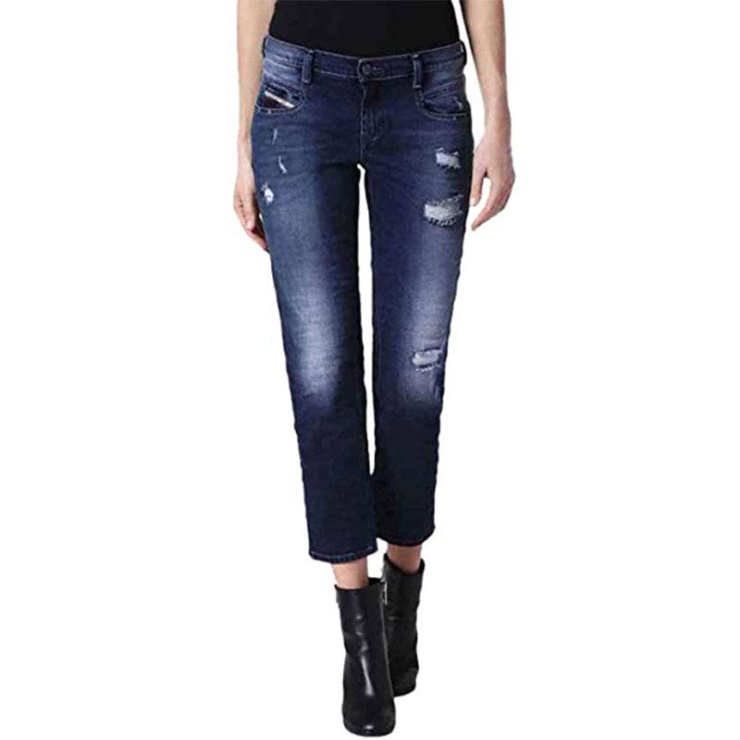 Diesel Belthy Cheville 084ij Jeans Femme Regular Slim Droite Taille Basse Fit Pantalon