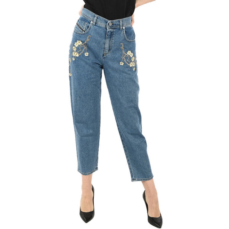 Diesel Black Gold Bg8yq Jeans Pour Femme Boyfriend Fit Pantalon De Broderie En Denim Décontracté