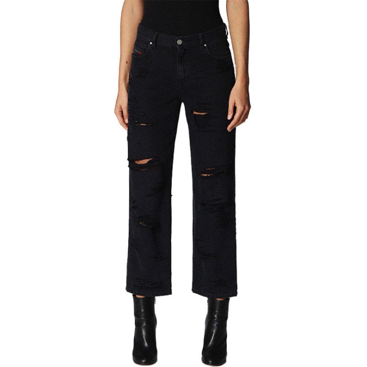 Diesel Niclah 084nz Jeans Femme Denim Coupe Droite Taille Haute Pantalon Coupe Droite