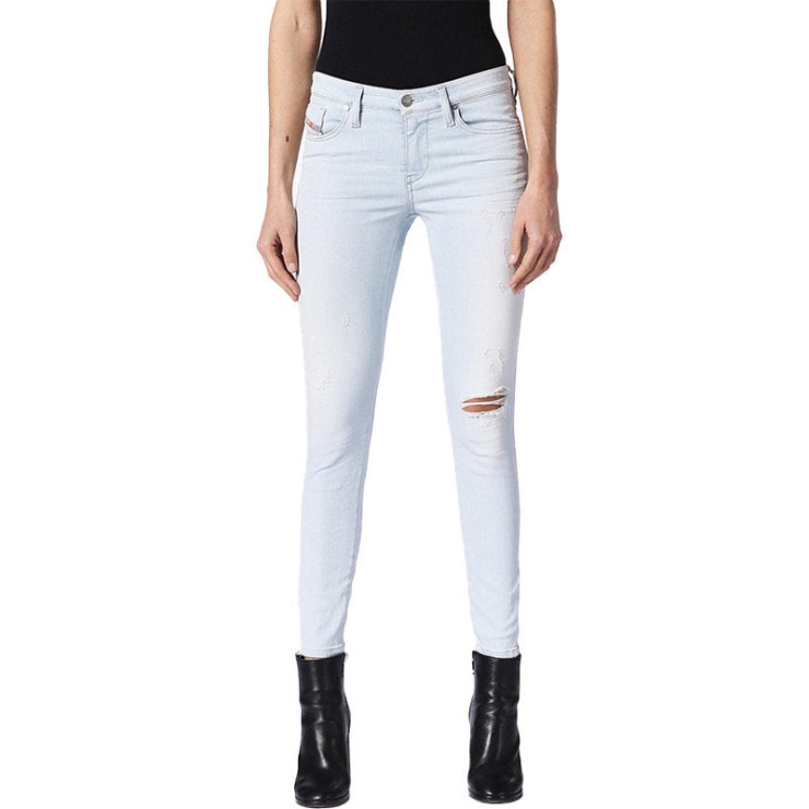 Skinzee Zip 084qe Jeans Femme Super Slim Skinny Taille Normale Fit Pantalon Diesel